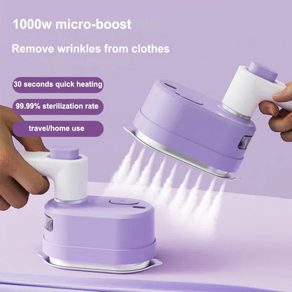 Portable Foldable Steam Iron 1000W Household Travel Dry and Wet Dual Mode Electric Iron Sterilizing Steam Clothing Cleaner