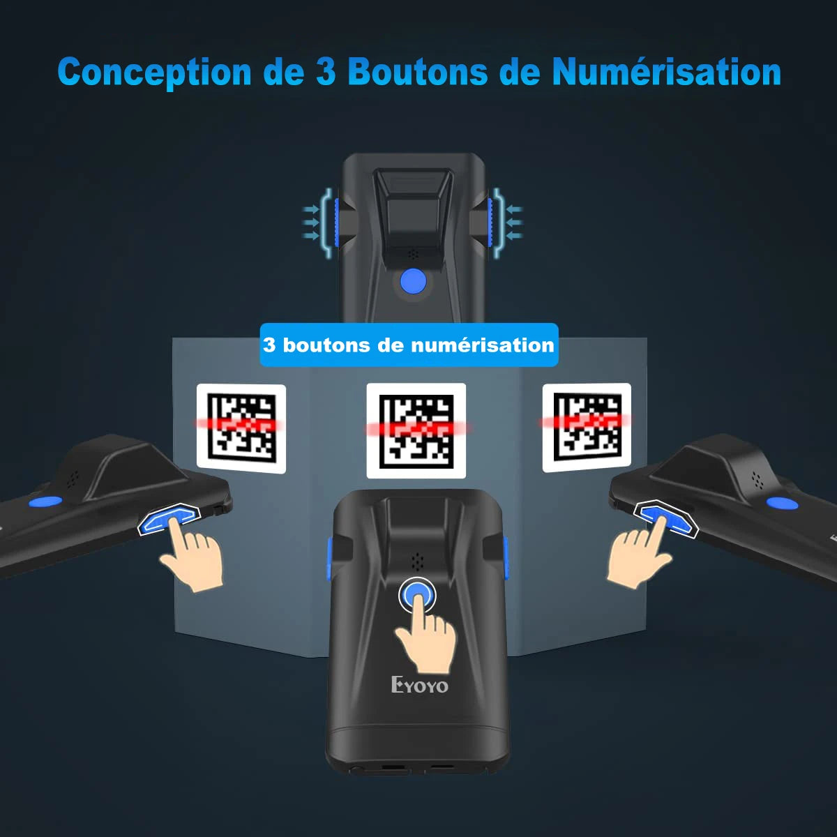 Eyoyo EY-017 2D Back Clip Bluetooth Barcode Scanner Portable Barcode Reader Data Matrix Code 1D 2D QR Scanner Android IOS System