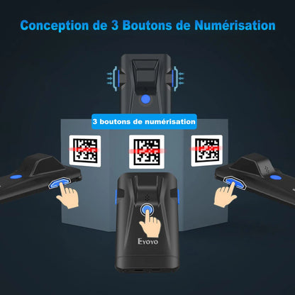 Eyoyo EY-017 2D Back Clip Bluetooth Barcode Scanner Portable Barcode Reader Data Matrix Code 1D 2D QR Scanner Android IOS System