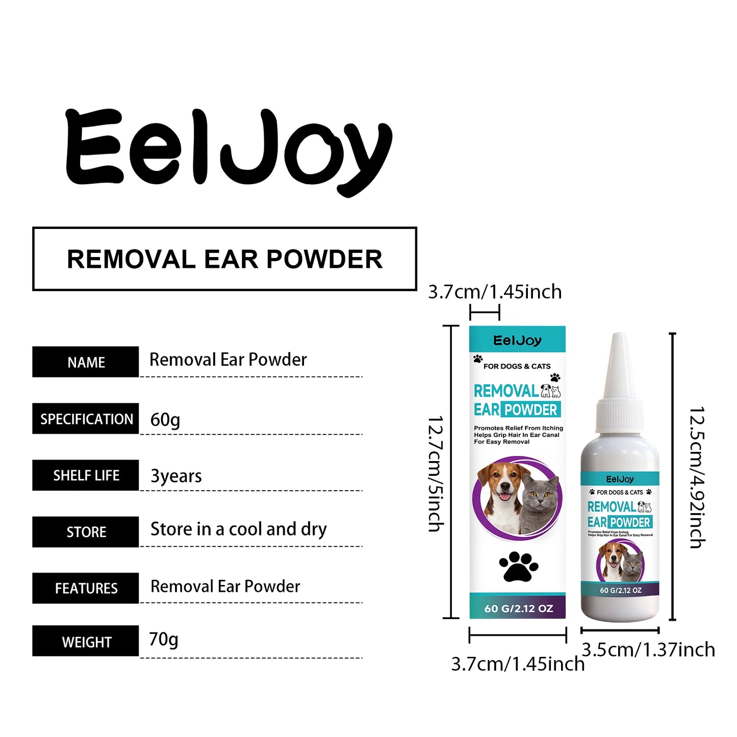 Pet Ear Cleaning Powder for Dogs and Cats Professional Ear Hair Plucking Powder Relieve Itching Keep Dry Pet Ear Care Supplies