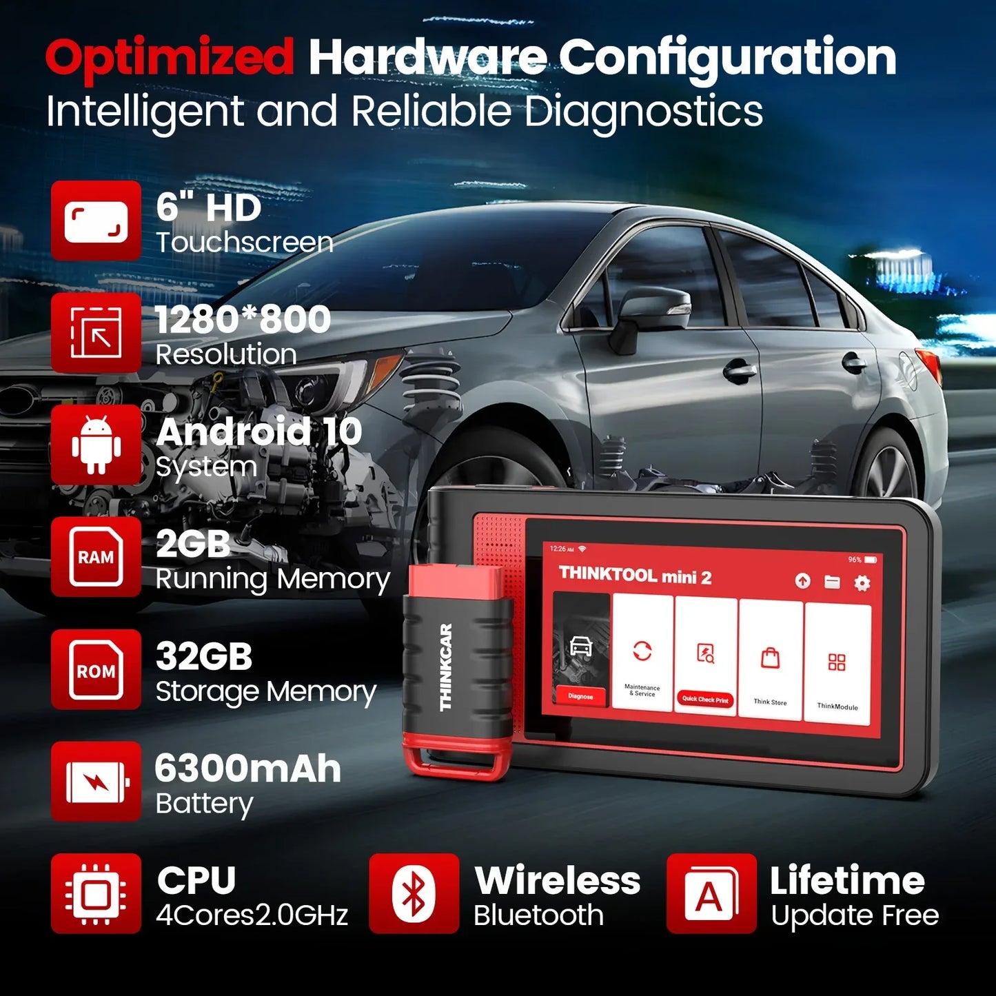 THINKCAR THINKTOOL MINI 2 CANFD Auto Car  Diagnostic Tools Obd2 Scanner Bi-directional Scan Tool 28 Resets Full System Diagnose