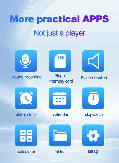MP3 MP4 HIFI Stereo Player 3.97-inch 1080P HD Full-Screen Touch with Bluetooth and 2.4G/5G WiFi FM Radio Recording Ebook