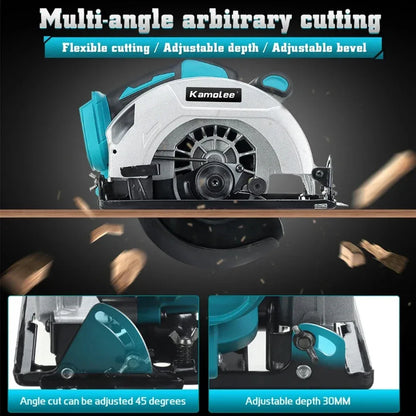 Kamolee 7 inch 21V 6.0Ah 6000mAh Electric Circular Saw  for Home DIY Apply to 18V 21V Battery