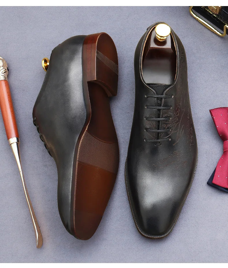 British Trend Mens Dress Shoes Elegant Genuine Cow Leather 2023 Autumn Designer New Style Oxfords Wedding Social Shoes Man