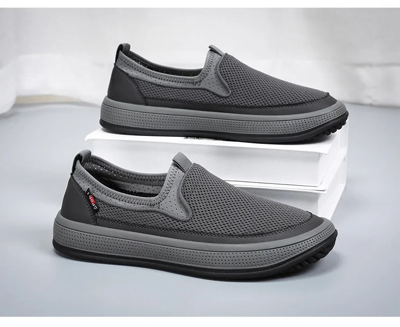 Men's mesh shoes 2026 summer new solid color versatile single shoe breathable soft sole lightweight casual shoes