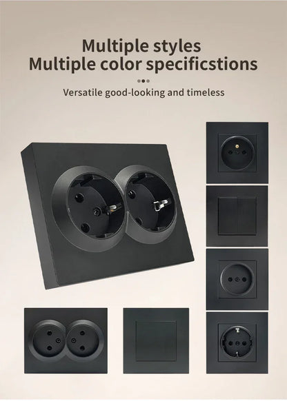 Black 250V With Ground Paint Plastic Plugs Socket AC EU Standard Flame Retardant Electrical Outlets Classic Wall Embedded Socket
