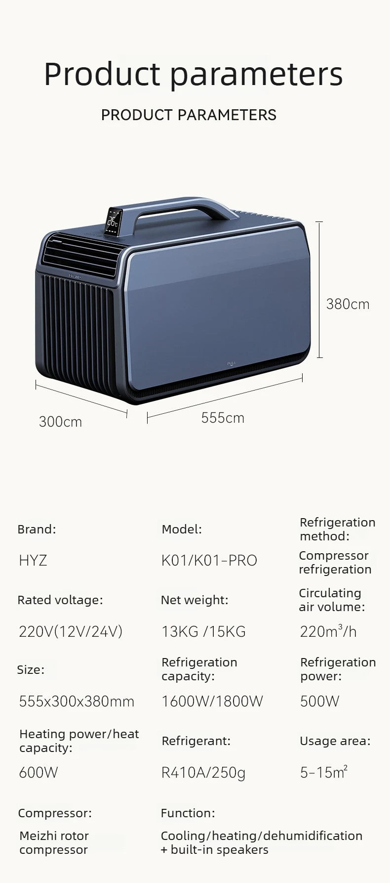 New Outdoor Portable Air Conditioner Compact Heating Cooling Mobile AC for Camping Tent