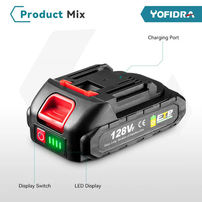 YOFIDRA 928VF 22500mAh Rechargeable Lithium Ion Battery 388VF 15000mAh 128VF Li-ion Battery For Electric Work Power Tool