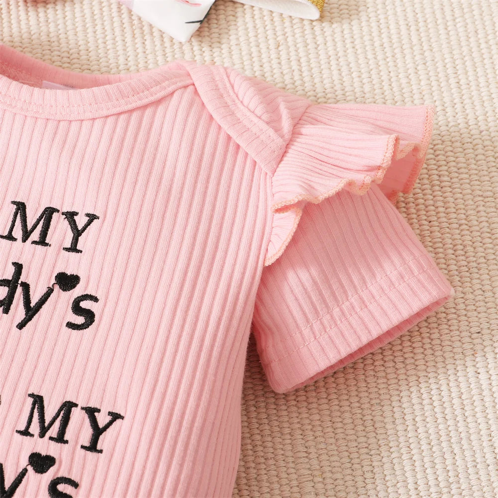 0-18Months Toddler Baby Girl 3Pcs Costumes Set Newborn Baby Girl Ruffle Short Sleeved Romper + Short Pants Skirt Infant Girl Set