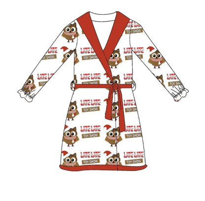 New Boutique children set Christmas lapel short-sleeved elastic cartoon letter print trouser girl boy long pajamas set baby robe
