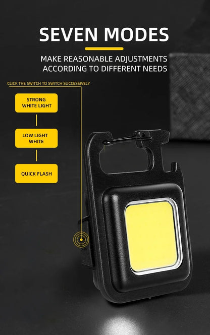 Super Bright MINI COB Keychain Flashlight Charging Lamp Camping Lights with Magnet 4 Lighting Modes for Camping Home
