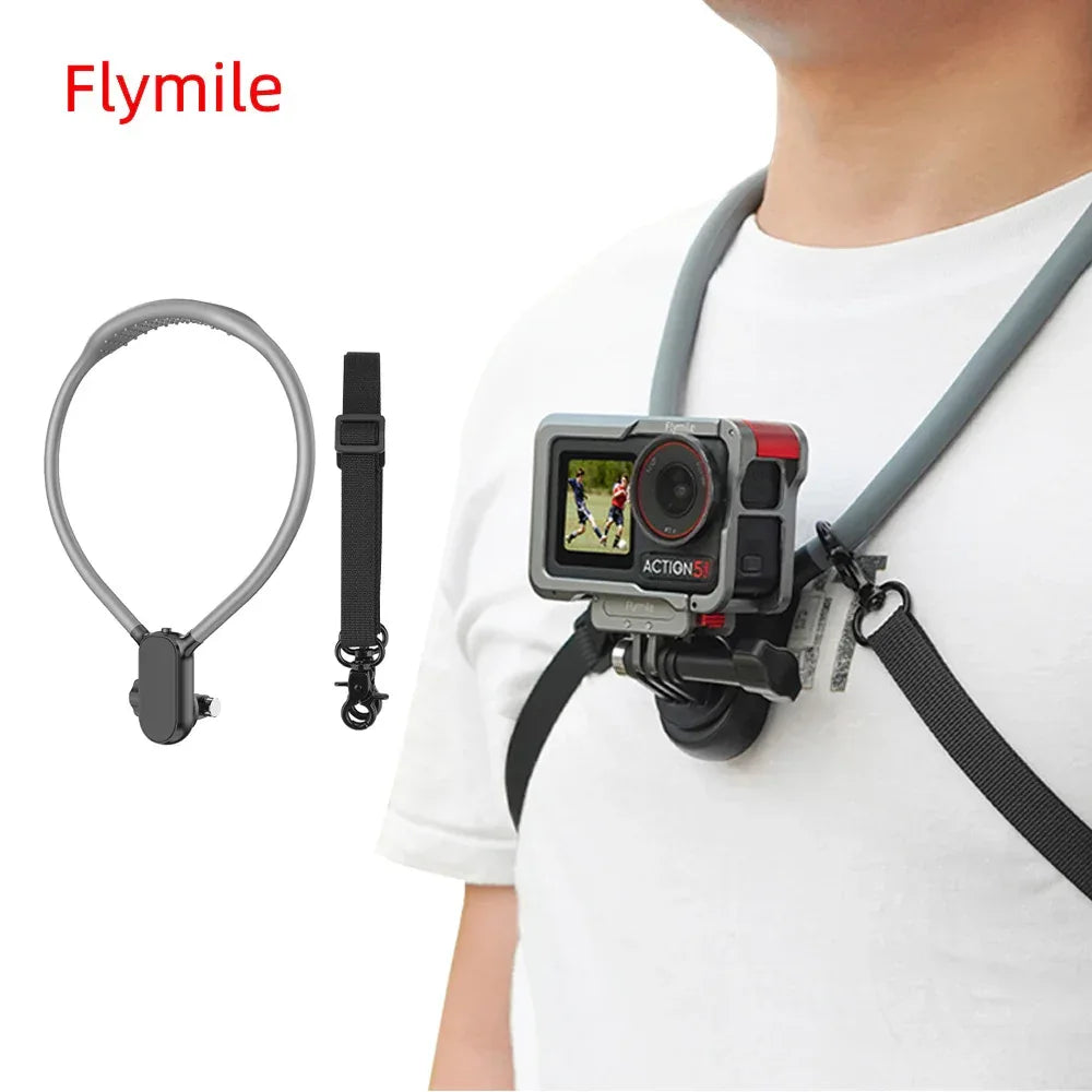 Neck Mount For DJI Osmo Action 5 Pro 4/Gopro 13/Insta360 Ace Pro/2,First Person View Riding Running Vlog Recording Accessories