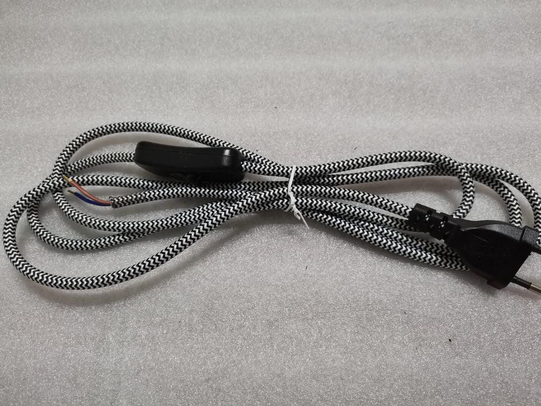 2m AC 220-250V EU Power Cord with Switch Fabric Covered Electrical Power Cable For DIY Table Lamp Cord