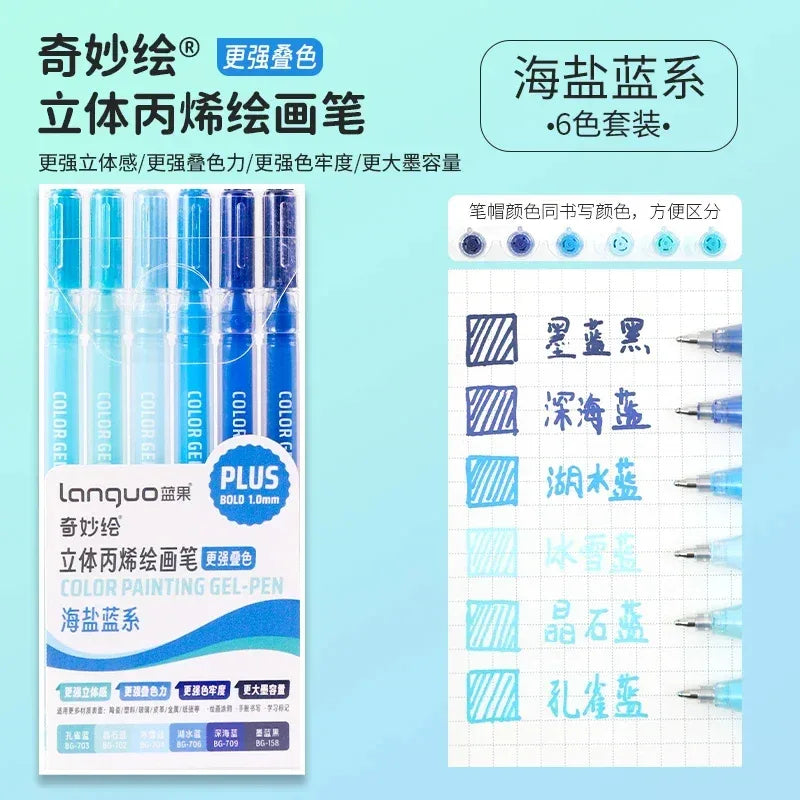 150/6 Colors Acrylic Gel Pen Student Diary Scrapbook Painting DIY Gel Pen Set Color Drawing Doodling Art Markers School Supplies