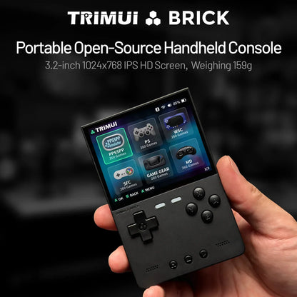TRIMUI BRICK Handheld Game Console 3.2'' IPS Screen Linux System Trimui UI Metal Back Panel LED Lighting Retro Video Console