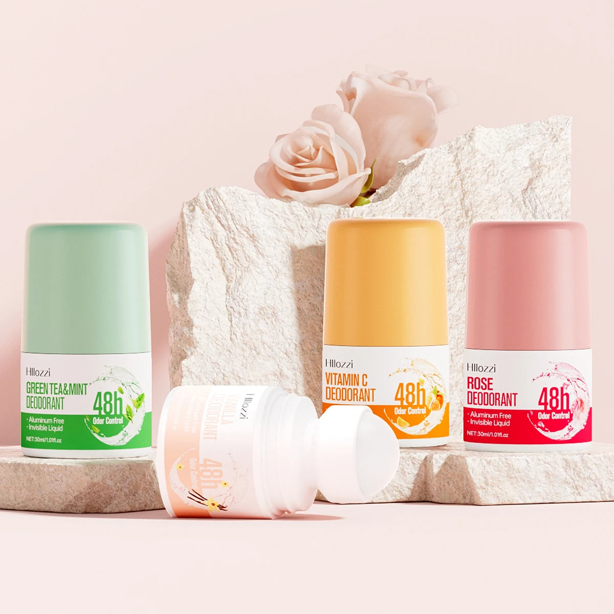 vitamin c，rose，vanilla，green tea & mint deodorant 48 hours long lasting fragrance Fruity perfume Skin care