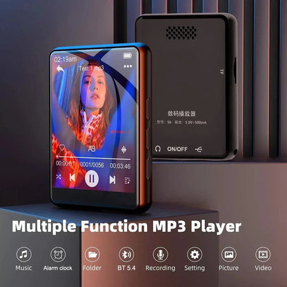 8-128GB MP3 Music Player Full Screen Touch MP4 Bluetooth Built-in Speaker Portable HiFi Music Player Video Playback recording
