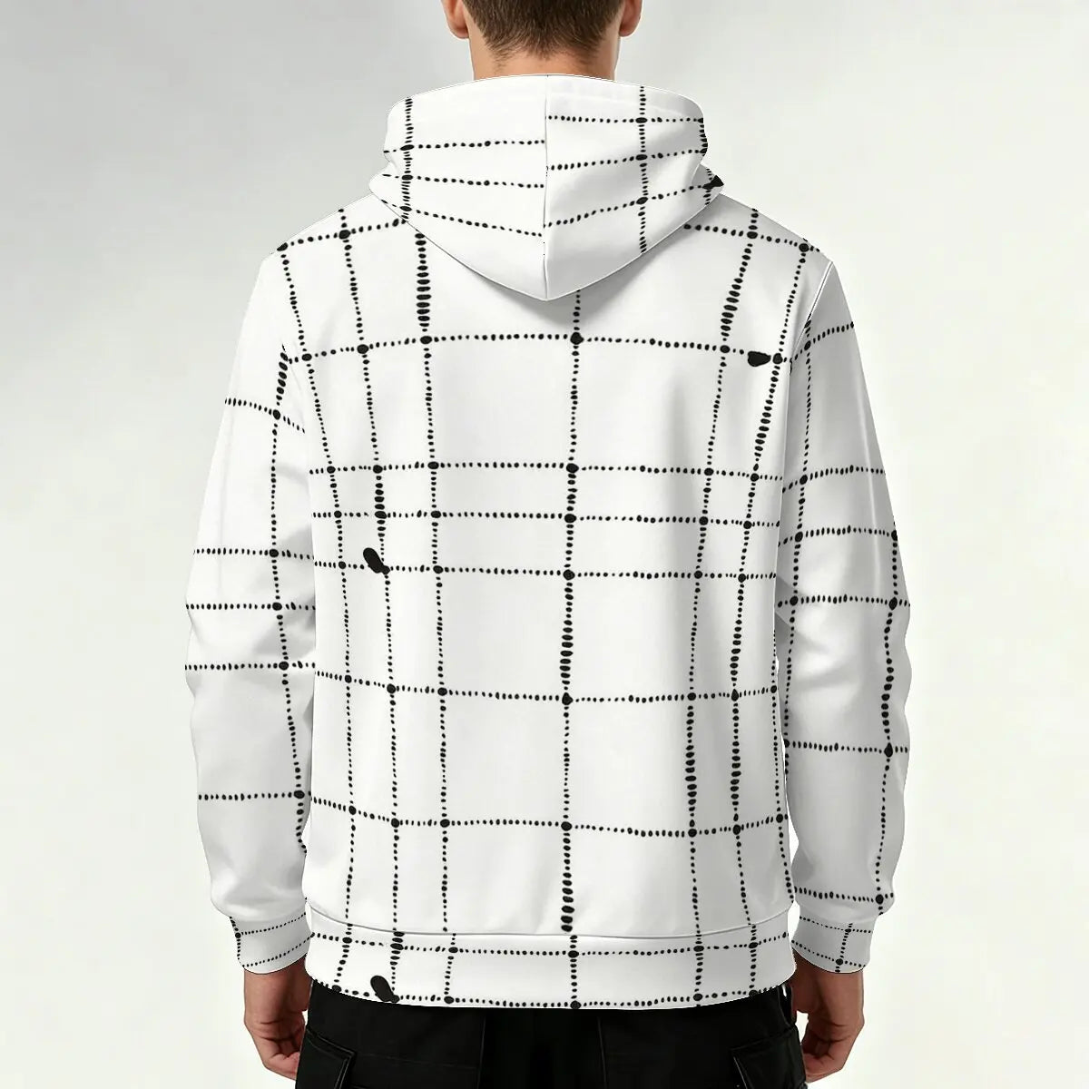 Men's Sweatshirt for Autumn and Winter with Dot Check Print,Versatile for Daily Commutes,Gatherings with Friends  andCasual Wear