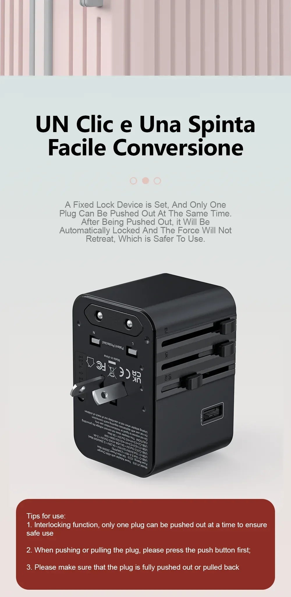 Global Universal Conversion Travel Plug 2 Type-C Sockets EU US AC Power Travel Adapter PD 65w 45w 25w Travel Plug Fast Charging