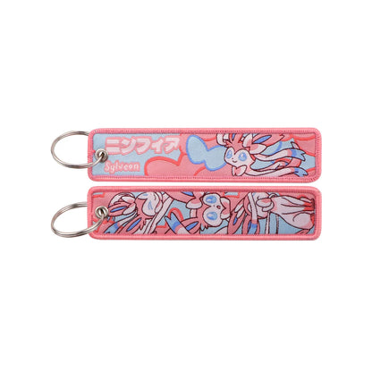 Kawaii Japanese Elf Anime Embroidery Key Fobs Key Tag Motorcycles Cars Backpack Chaveiro Keychain Fashion Keyring Friends Gifts