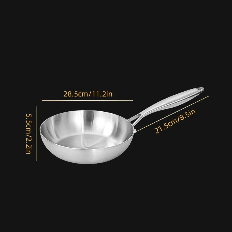 304 stainless steel frying pan, non stick pan, steak pan, suitable for gas stoves and induction cookers, uncoated kitchen utensi