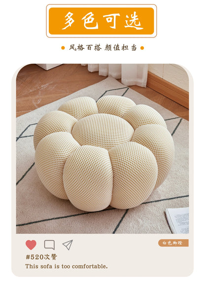 Nordic Sofa Pedal Simple Round Stool Low Ottomans Living Room Sofa Footstool 3D Fabric Creative Leg Footstool Pumpkin Footstools