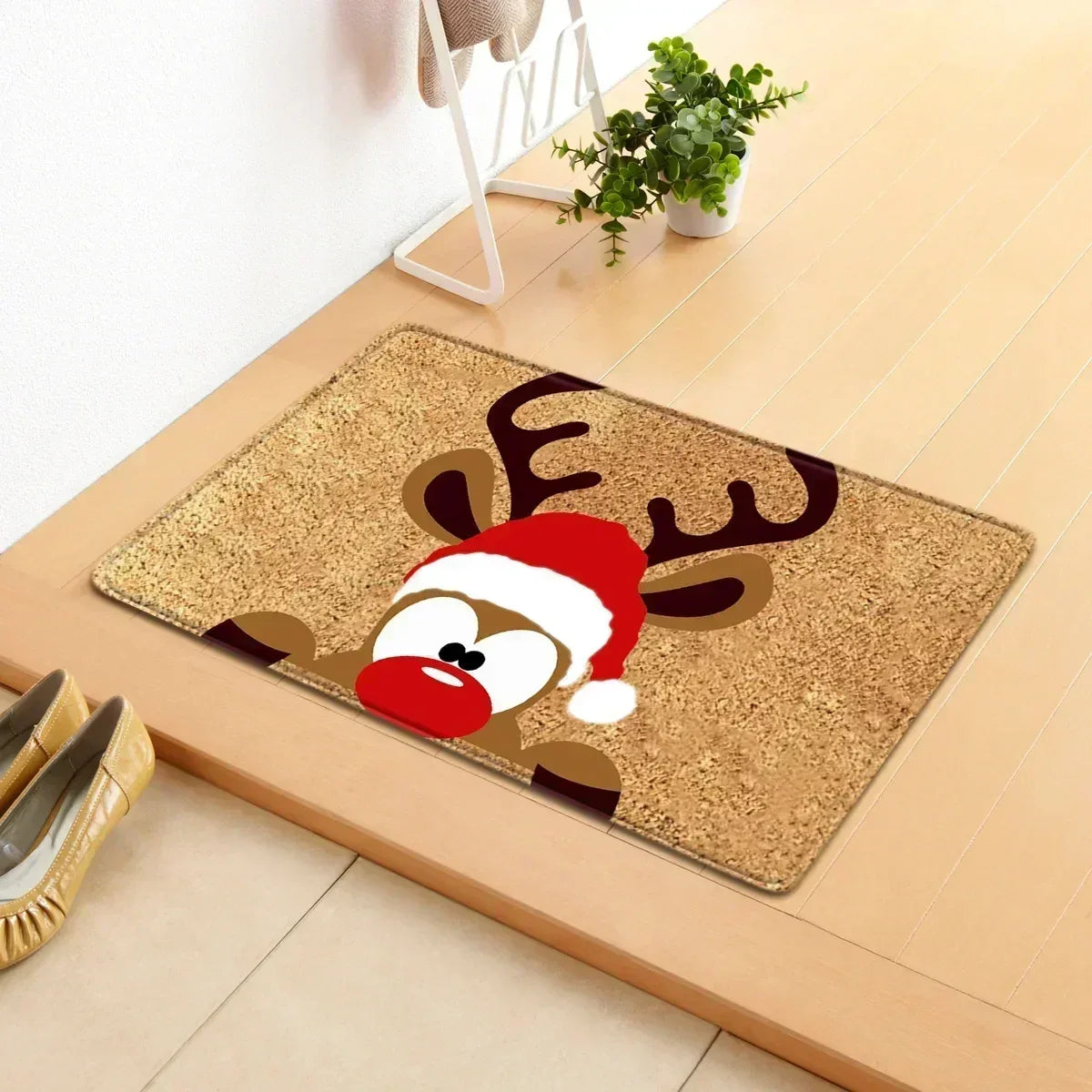 VIKAMA Merry Christmas Welcome Doormat Winter Non-Slip Rubber Backed Floor Mat for Home Indoor Outdoor Entrance Decoration