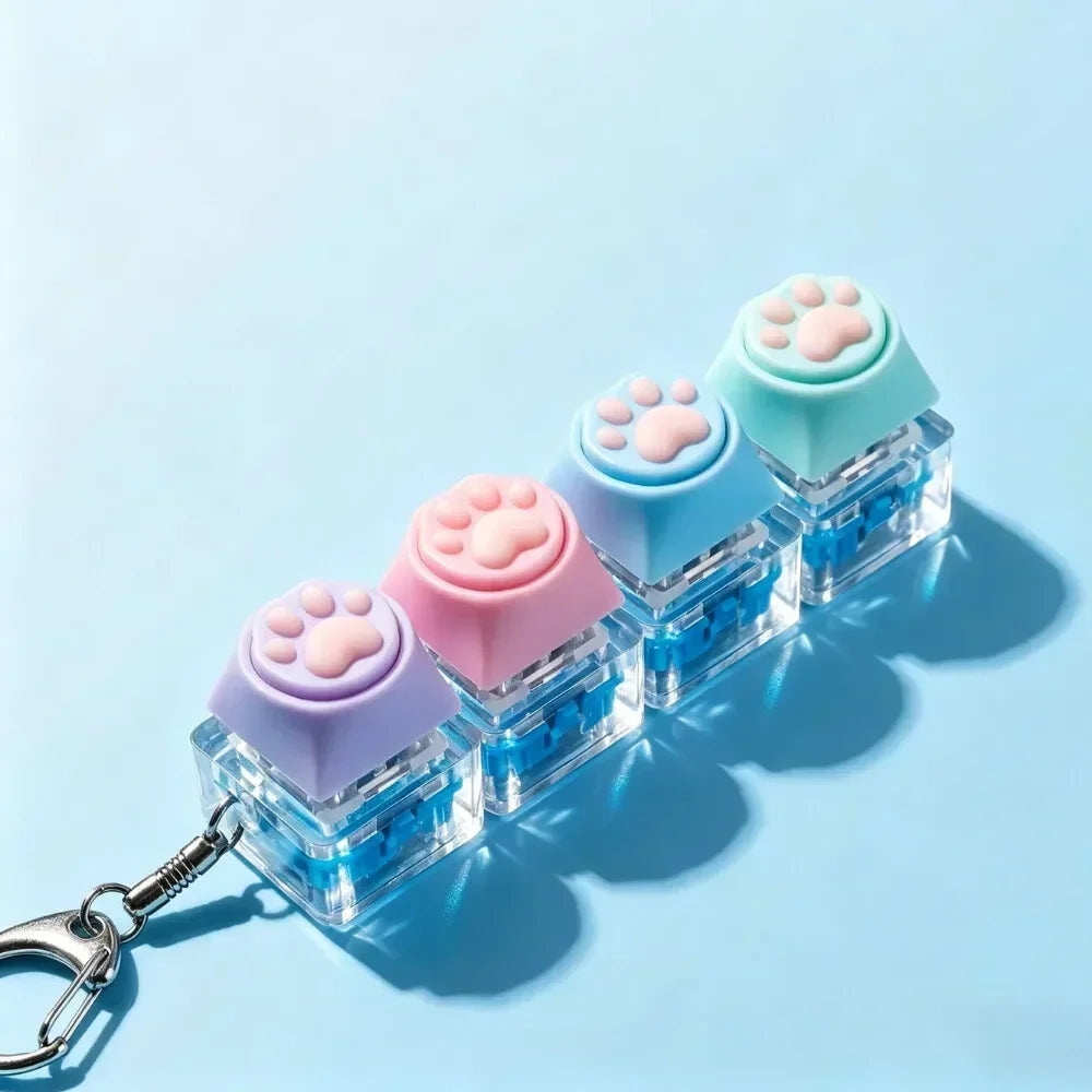 2026 HOT Multi-Style LED Light-Up Keycap Keychain Clicker Fidget Toy Stress Relief Portable Desk Accessory for Kids Adults