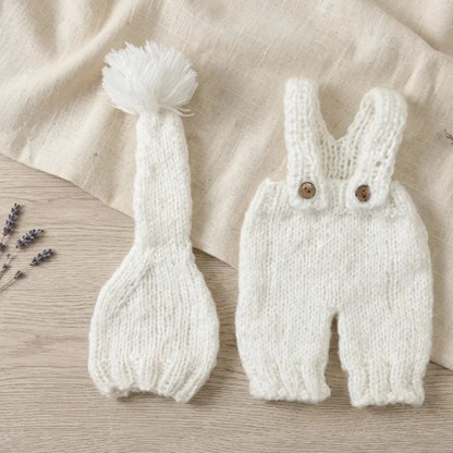 2pcs Newborn Baby Photography Props Knitted Romper Hat Set Handmade Photo Shoot Outfit Infant Studio Accessories Clothes