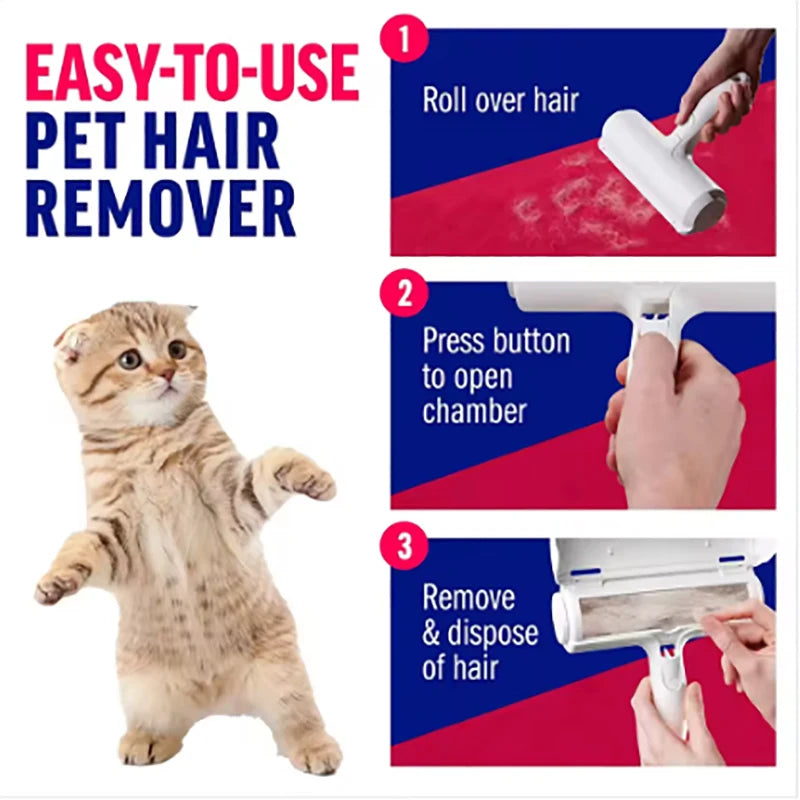 Pet Hair Remover for Cats and Dogs Reusable Self-Cleaning Cotton Plush Roller Set Suitable for Beds Sofas Carpets Cat Beds