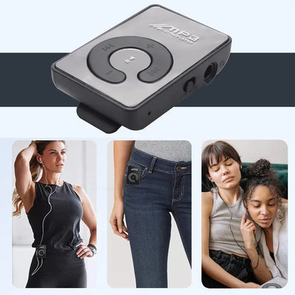 Portable Mini Mp3 Clip Card MP3 Music Player Mirror Card Clip High Quality Digital Music Media Playback Support SD TF Card