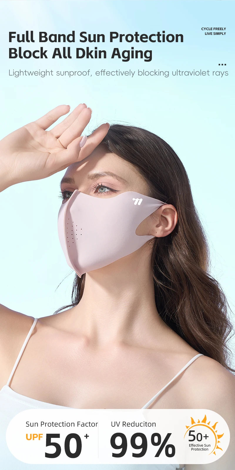 WEST BIKING Summer Sunscreen Traceless Mask 3D Ice Silk Breathable UV Protection Mask Summer Outdoor Sport Cycling Sports Masks
