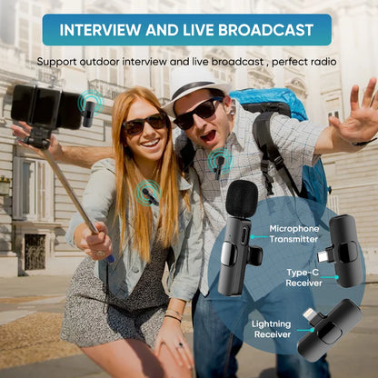 Lavalier Microphone 2.4G Wireless Portable Audio Video Recording Mini Mic for iPhone Android Live Broadcast Gaming Phone Mic
