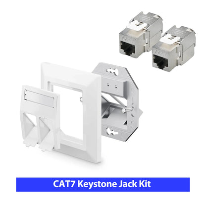 ZoeRax 2-Port Flush-Mount Network Socket RJ45 Ethernet Data Socket Patch with RJ45 CAT8 CAT7 CAT6A Fully Shielded Keystone Jacks