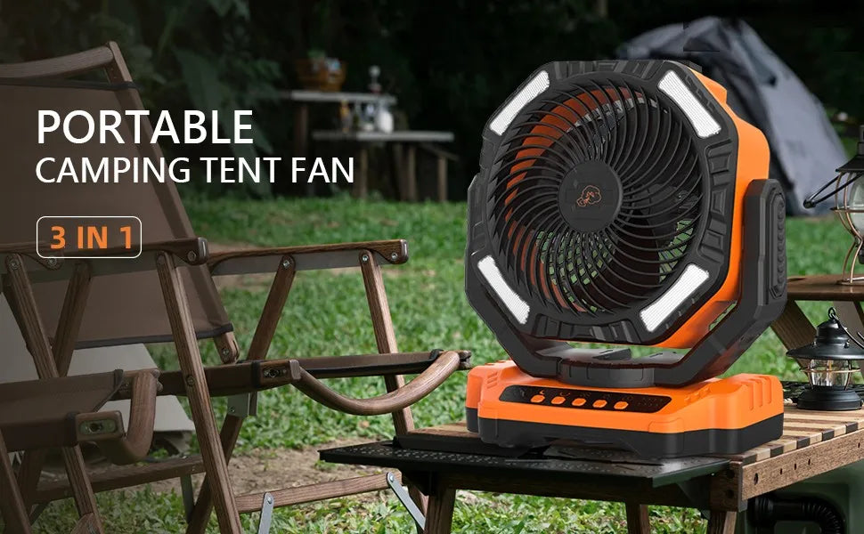 2026 Portable Wireless Fan 40000mAh Camping Fan Rechargeable Table Fan Travel Tent Fan Air Circulator Tents Outdoor Electric Fan