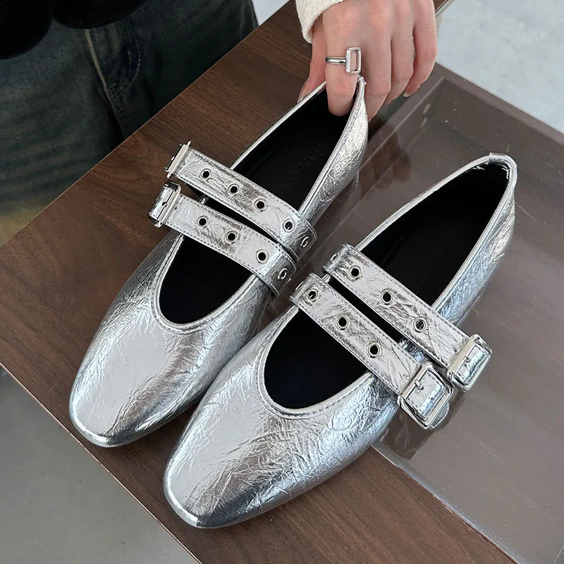Female Buckle Strap Footwear Round Toe Ladies Flats With Dance Shoes Soft Fashion Shallow Women Ballet Flats Shoes