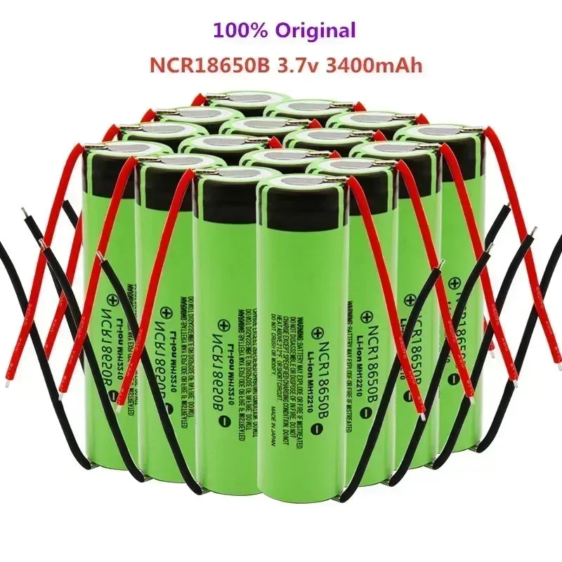 18650 battery 3400mah 3.7V lithium battery NCR18650B 3400mah suitable for flashlight battery+DIY wire assembly