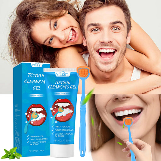 100g Tongue Cleaning Gel with Brush Oral Care Removal Odor Health Fresh Breath Care Dental Hygiene Tools Coating Cleaning Kit by PDG ibma