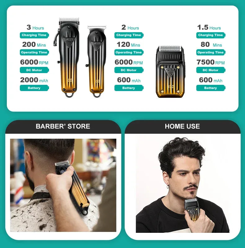 VGR 644 gradient hair cutting combination electric shaver rechargeable professional men's hair clipper carving electric pusher