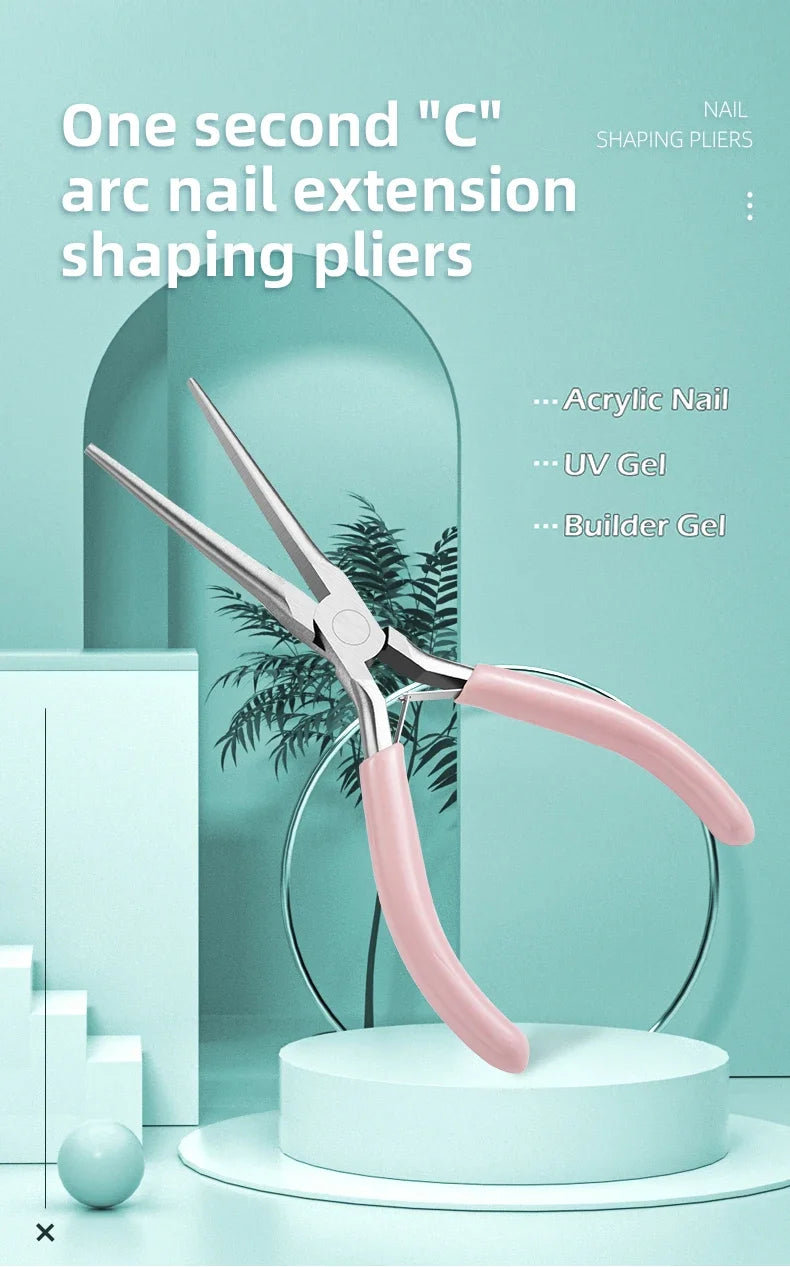 Pink Long Nose Pliers Set Professional Nail Art Pliers For Manicure Extension Jewelry Making Diy Craft Tools