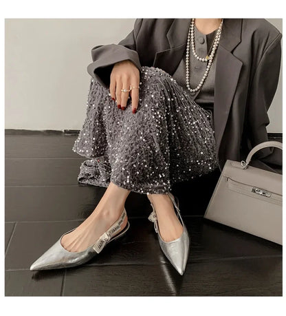 2025 New Fashionable Pointed-toe Buckle Solid Color High-heeled Sandals for Women in Spring and summer  Luxury Shoes