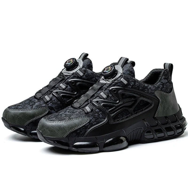 Rotating Button Protective Safety Shoes Men Steel Toe Sneakers Air Cushion Work Shoes Man Puncture Proof Work Safety Boots