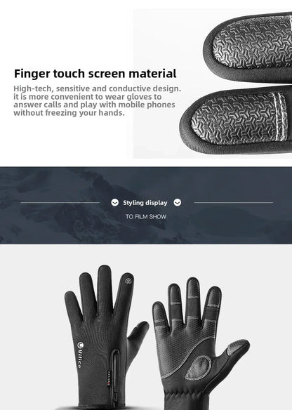 Vilico Warm Touchscreen Motorcycle Fishing Gloves Windproof Durable Anti‑Slip Waterproof Breathable for Autumn & Winter Cycling