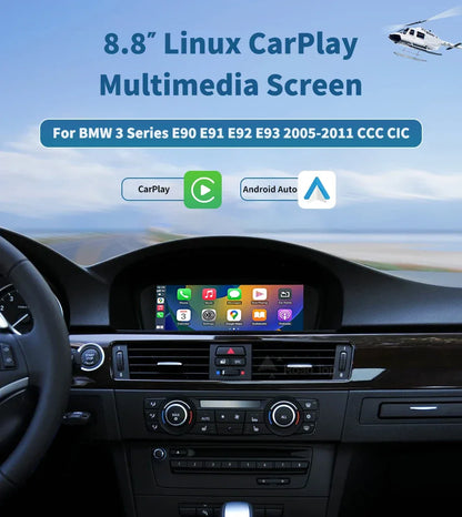 Road Top 8.8'' Wireless Carplay Android Auto Multimedia Display Screen For BMW 3 Series E90 E91 E92 E93 5 Series E60 E61 CCC CIC