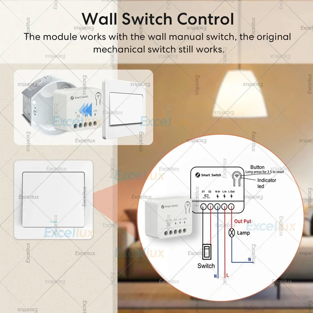 10A Mini Zigbee Smart Switch Module DIY Lighting Relay Breaker Intelligent Life App Control Work with Home Assistant Zigbee2MQTT