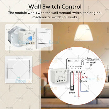 10A Mini Zigbee Smart Switch Module DIY Lighting Relay Breaker Intelligent Life App Control Work with Home Assistant Zigbee2MQTT