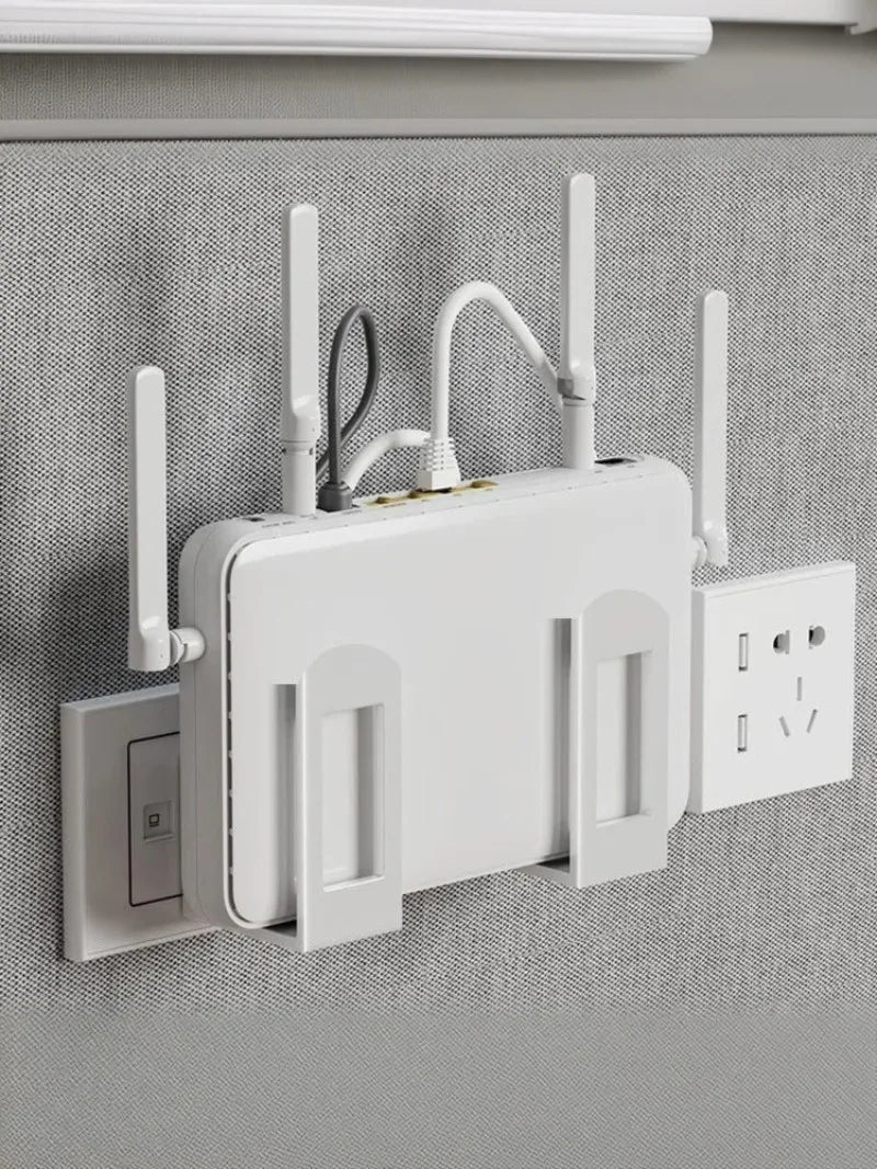 Wall-Mounted Router Set-Top Box Organizer with Adjustable Bracket, Multi-Purpose Cable Management Shelf for WiFi Devices Storage
