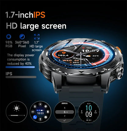 LIGE AMOLED Smart Watch Men with Flashlight Sports IP68 Waterproof Fitness Tracker Bluetooth Call Smartwatch Man for Android iOS