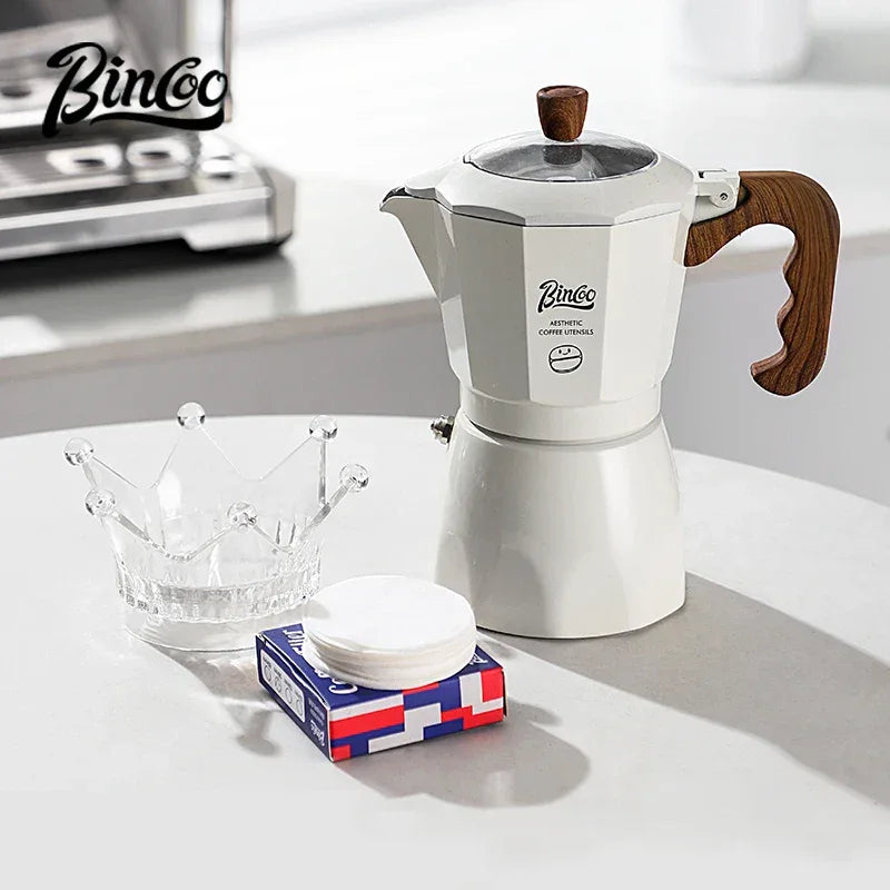 Bincoo Dual Valve Moka Pot Espresso Maker Mocha Pot Brewed Coffee Pot 220V Electric Stove Concentrated Extraction Barista Tools