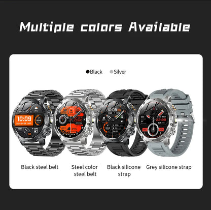 1.7" Large Screen Bluetooth Call Smart Watch Men‘s Sports Outdoor Flashlight 1000mAh Health Monitor Smartwatch for Man Male IP6